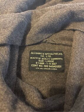 AllSaints Men's Gray Pullover Hoodie
